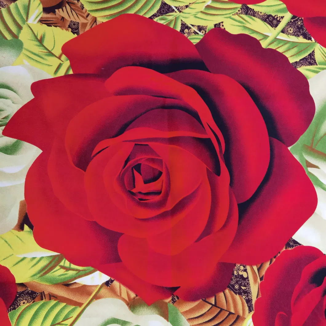 Red Rose for Middle East Market, Polyester Print Woven Brushed Fabric